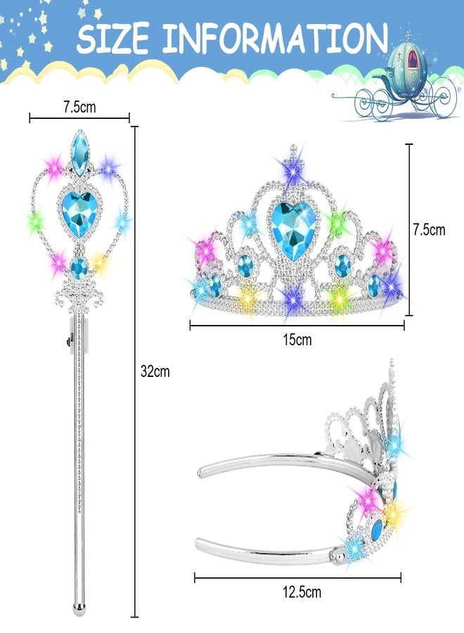 Vicloon 2PCS Light Up Princess Crown and Wands, Princess Dress Up Accessories for Little Girls, Princess Tiara Jewelry Toy for 3-6 Girl Christmas Birthday Cosplay Crown - Image 2